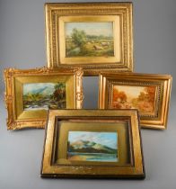 A collection of paintings to include: 1. 19th Century School, Study of Cattle, oil on panel, 13 x
