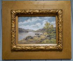 A pair of E A Krause, South and North Windermere watercolours, in gilt frames, inner measures 28 x