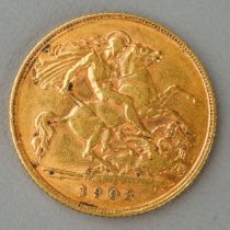 An Edwardian 1908 half sovereign