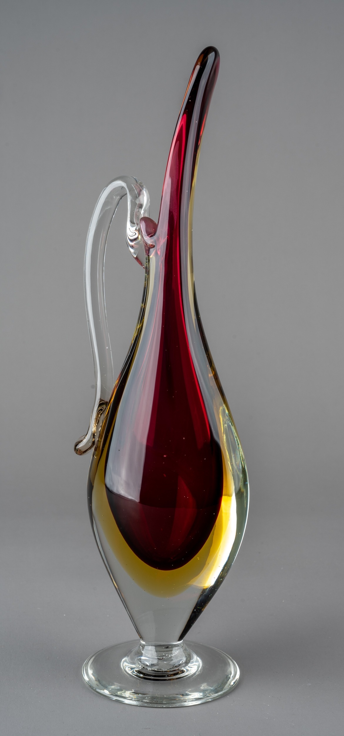 A 20th Century Murano glass purple and amber Sommerso carafe jug in the manner of Flavio Poli, - Image 2 of 2