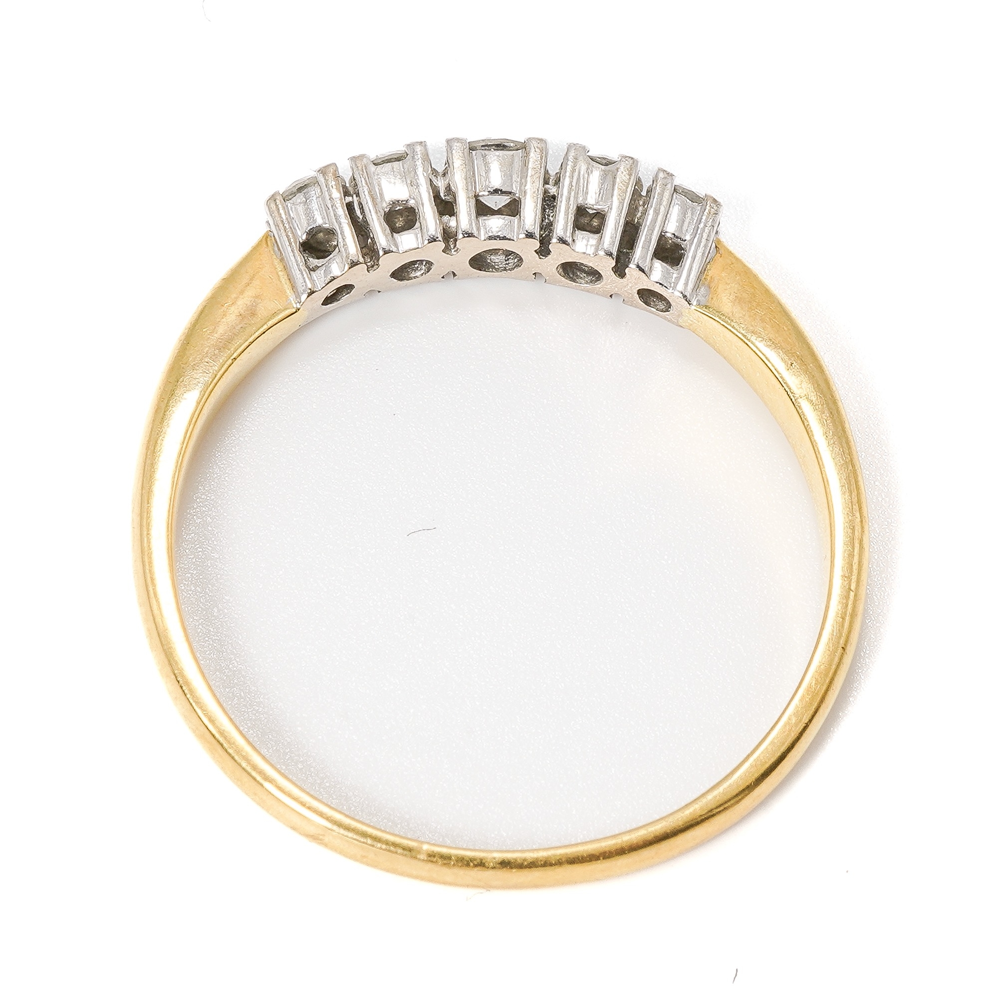 An 18ct yellow gold and diamond five stone ring, set with graduated round brilliant cut diamonds, - Image 3 of 5