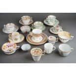 Collection of early 19th Century SPODE cups and saucers, hand painted