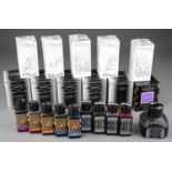 Nine bottles of vintage Diamine Fountain Inks (various colours) together with five boxed Diamine Ink