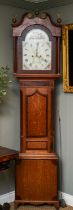 Christchurch Gates Butler grandfather clock with hand painted dial, weights and pendulum present