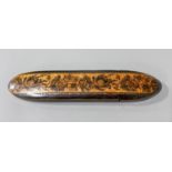 Tunbridge ware spectacle case, approx. 16.5cm long Some minor losses and wear