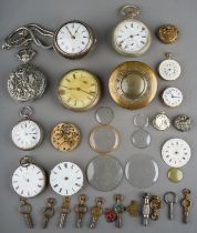 A collection of pocket watches, including a George III silver pair cased pocket watch, Roberts