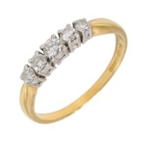 An 18ct yellow gold and diamond five stone ring, set with graduated round brilliant cut diamonds,