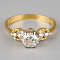 An 18ct yellow gold and diamond solitaire ring, set with a round brilliant-cut diamond approx 0.