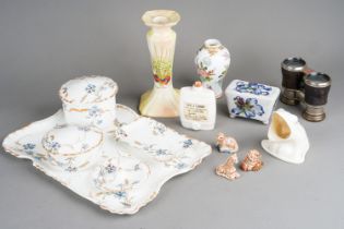 A collection of ceramics to include Wade style mini animals, Crested wares (Southend-on-Sea frog;