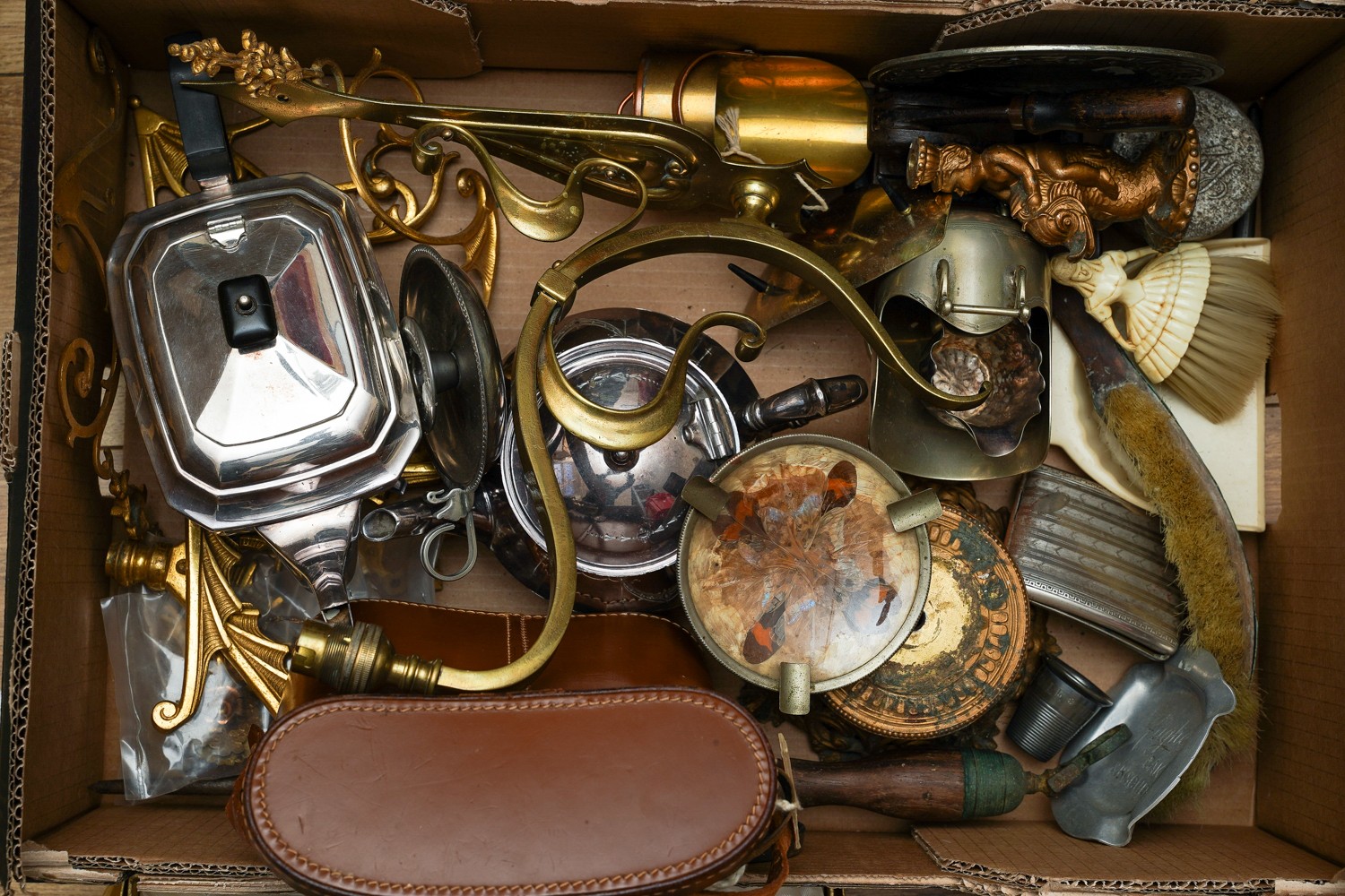 Collection of silver plated items, metal wear, binoculars, dressing table set etc. - Image 3 of 3