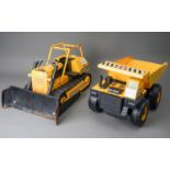 Tonka Toys. A large scale caterpillar tractor together with a dumper tipper truck (2)
