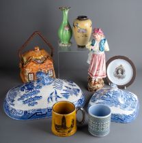 Assorted ceramics to include various blue and white Spode style transfer printed tureen covers;