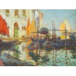 Continental School (20th Century) Harbour Scene impasto oil on canvas, 42.5 x 55cm signed