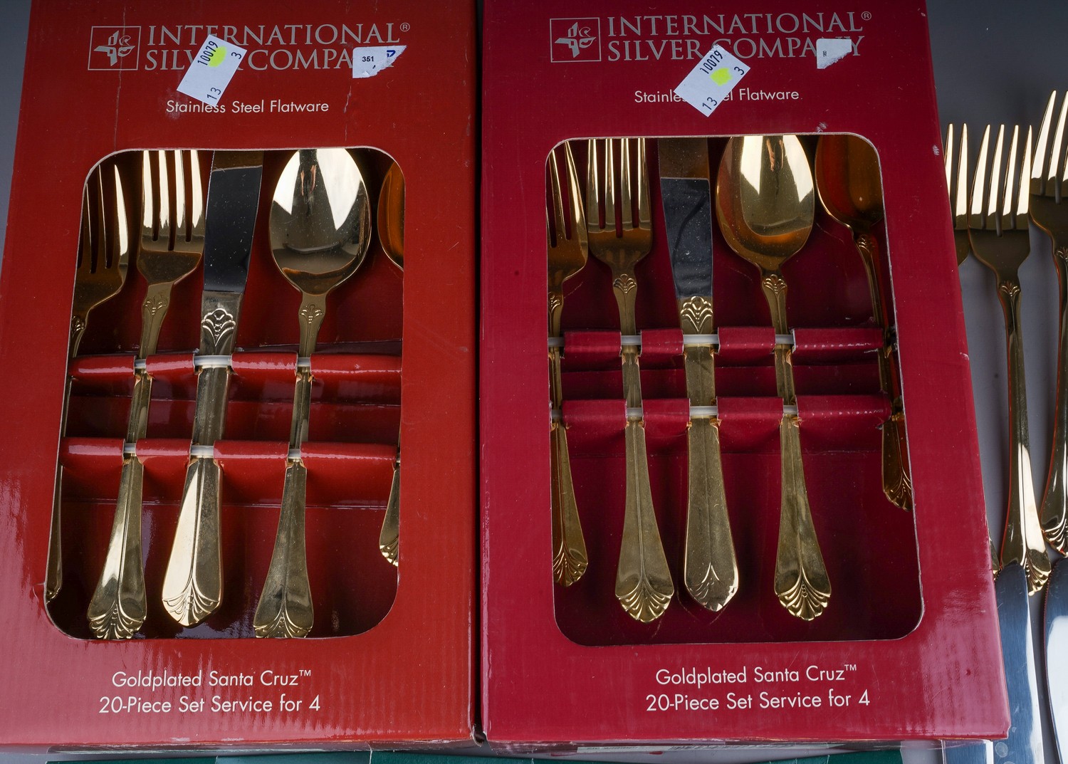 Two boxed gold plated Santa Cruz 20 piece cutlery sets together with another 20 piece loose set - Image 3 of 4