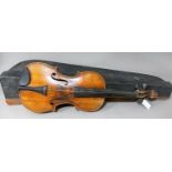 Antique violin, internal paper label reads “Copie de Gaspar da Salo in Brescia” Two piece back,