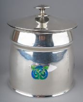 Antique Liberty of London, Archibald Knox designed Cymric silver and enamel lidded box. Hallmarked