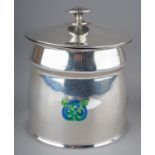 Antique Liberty of London, Archibald Knox designed Cymric silver and enamel lidded box. Hallmarked