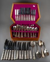 A collection of EPNS King's Pattern cutlery in fitted canteen (Q)