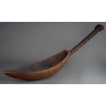Tribal Art: an Austral Islands, Polynesia Ceremonial scoop with curved leaf shaped recessed blade,