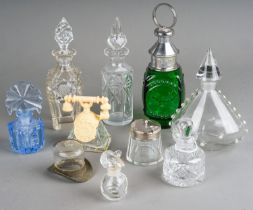 Assorted moulded and cut glass ink bottles together with various scent and perfume bottles a/f (2