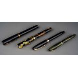 A collection of vintage Sheaffer's fountain pens to include: 1. black and gilt Lifetime fountain