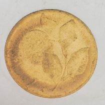 Tiny gold Italian 1 Lira coin, approx 10 mm in diameter. Possible date for 1915 Worn