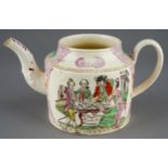 A late 18th Century William Greatbatch creamware teapot, circa 1770-1782, cylindrical with C