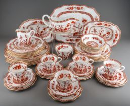 A Coalport Indian Tree six piece (six place) dinner and tea service to include: scalloped dinner,