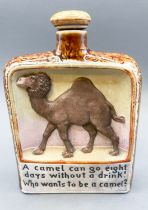 Schafer & Vater miniature square flask decorated with a camel and inscribed " A camel can go eight