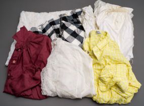 Five boxes assorted vintage clothes including dresses, shirts, blouses, stockings etc (5 boxes)