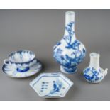 A collection of Japanese and Chinese blue and white porcelain to include: blue and white vase /