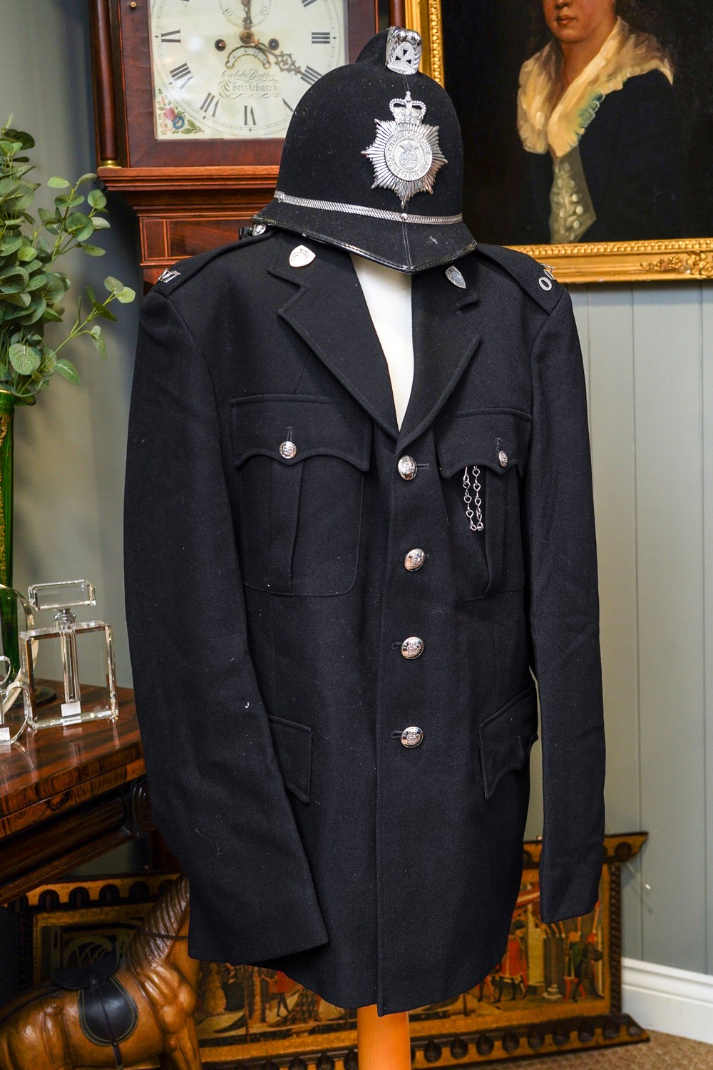 Vintage Cambridgeshire police uniform including helmet, circa 1990 In good original condition
