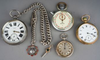 A Victorian silver open face pocket watch, 50mm white enamel dial, black Roman numerals,