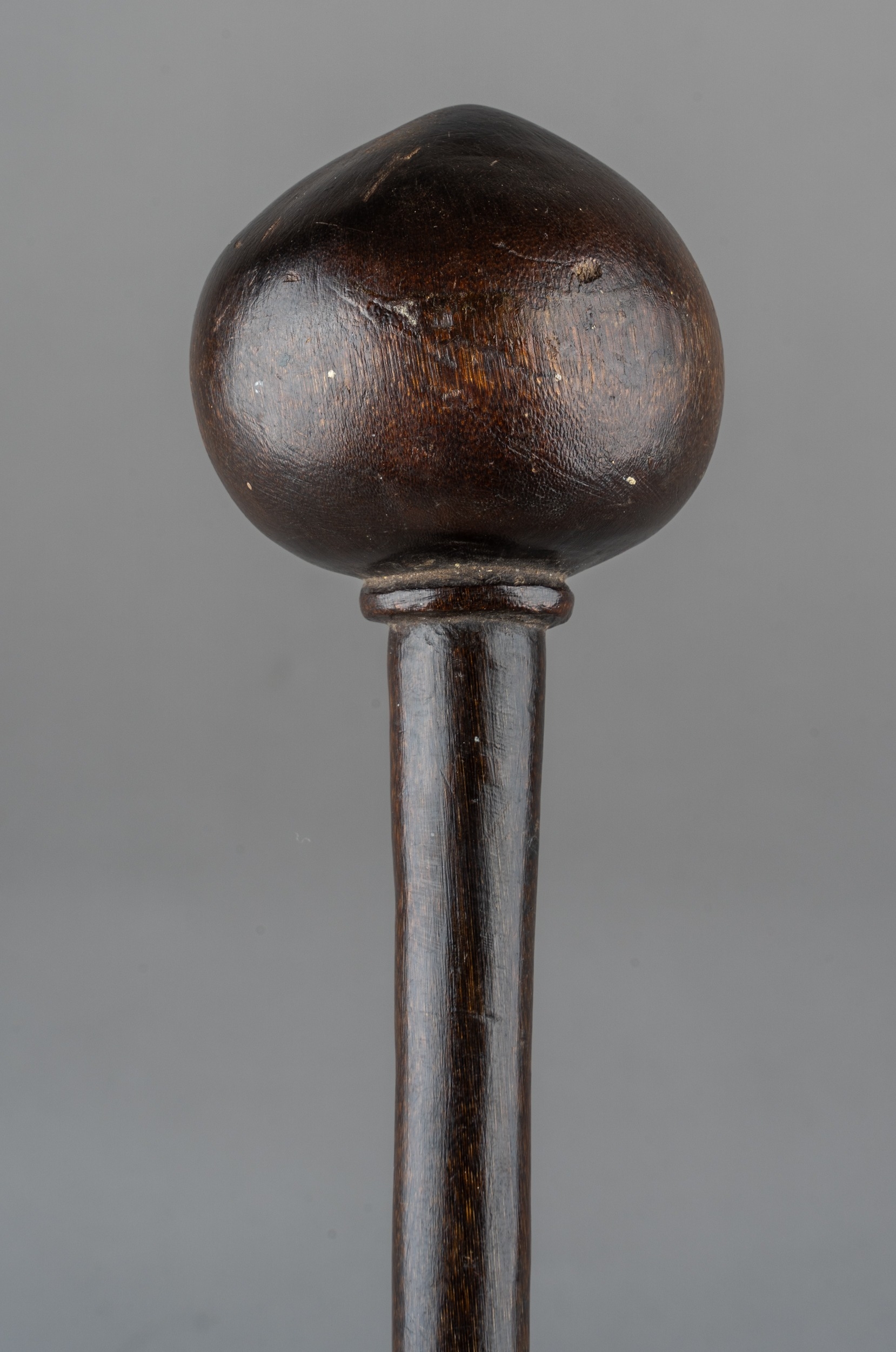A rare 19th century carved rhino horn tribal Knobkerrie club, probably from the Zulu nation. Approx.