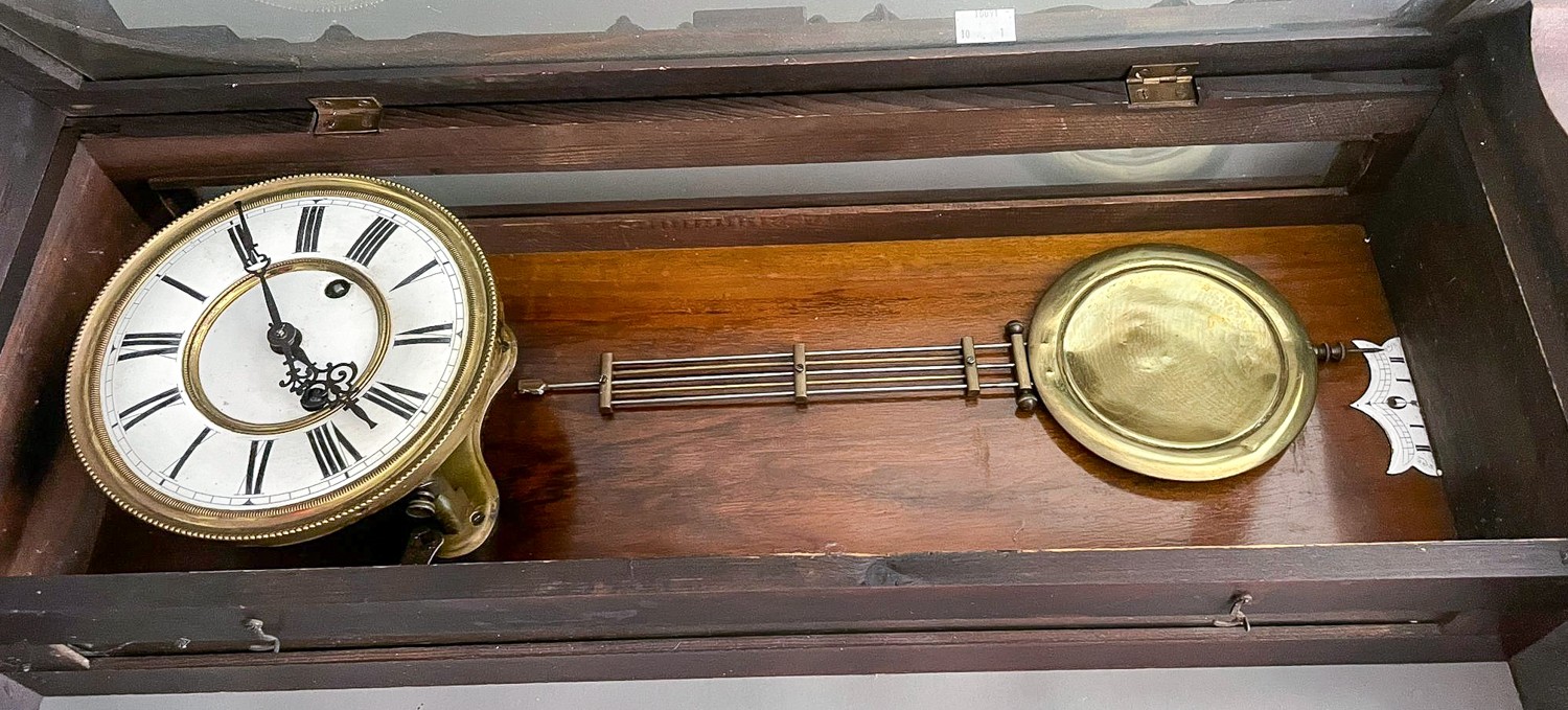 A Viennese Regulator style mahogany cased regulator, turned side supports, surmounted by - Image 4 of 5