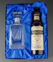 Irish Whisky and cut glass decanter set, boxed. The unopened bottle of Whisky from Midleton