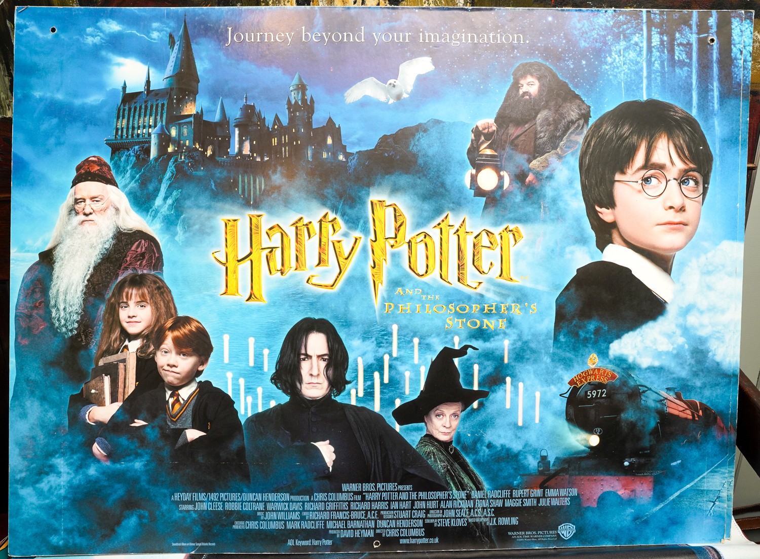 Harry Potter poster. A large cardboard advertising poster for Harry Potter and the Philosophers