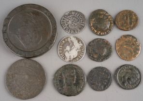 Collection of Roman coins and a token dated 1792 Norwich together with a number of early hammered