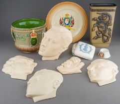 Commemorative interest - Solian Ware Soho pottery wall masks, including two George VI, one Queen