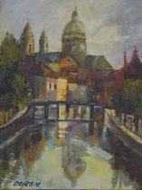 Duren Giuseppe (Italian, 20th Century) Chiesa di San Nicola ad Amsterdam oil on board, 24 x 18cm