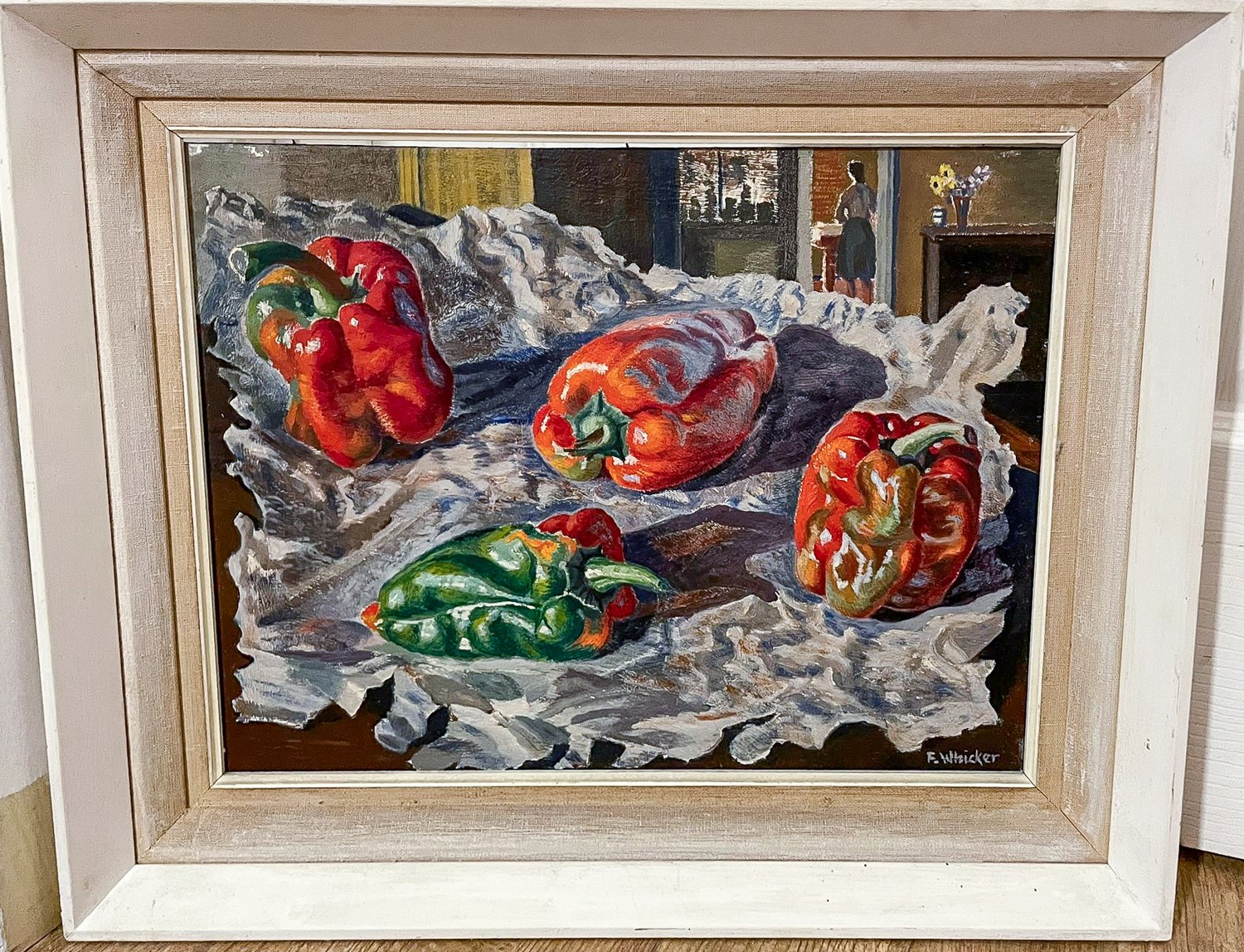 Fred Whicker (British, 20th Century( Red Peppers oil on board, 31 x 40cm signed lower right, - Image 2 of 6