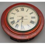 A 19th Century mahogany cased wall clock, Roman numerals by A Emler & Son High Wycombe, the case