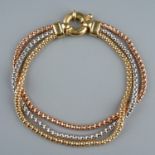 An 18ct tri-gold bracelet, 19cm long, gross weight approx 14g Good condition