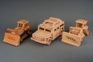 Tonka Toy. Three unusual wooden Tonka construction toys