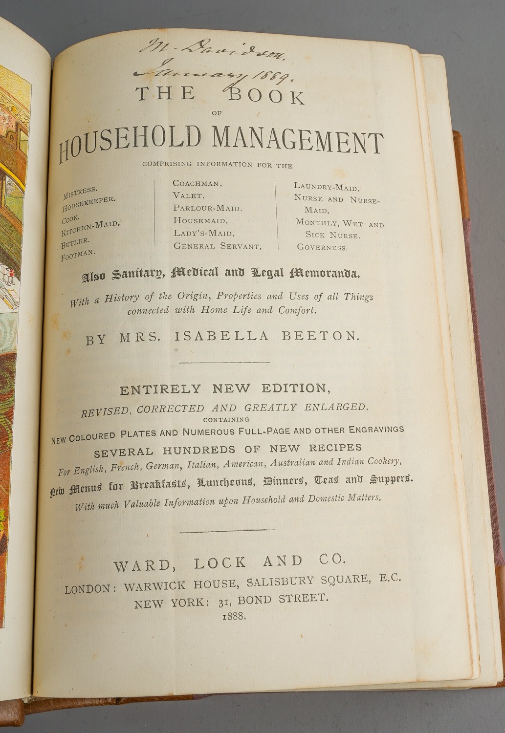 Beeton, Isabella Mrs Beeton's Book of Household Management, Ward Locke and Co London, 1888 Wear - Image 4 of 5