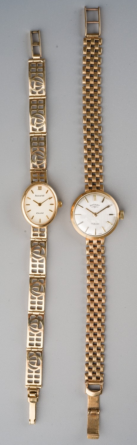 Two 9ct gold ladies wristwatches, including a Rotary and an Accurist, total combined gross weight