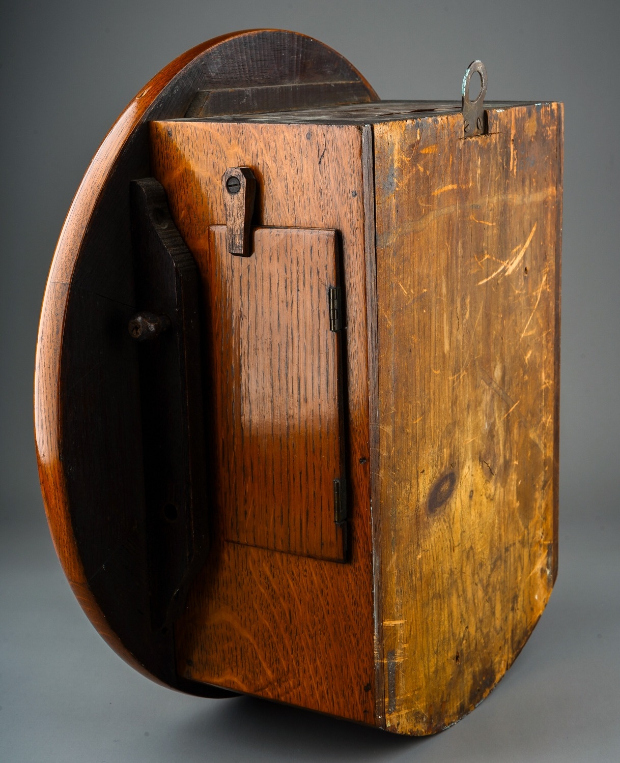 Wall Clock by Potts of Leeds in a wooden mahogany case, with Roman numerals on the dial. - Image 2 of 6