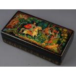 Soviet era Russian hand painted lacquered box, signed to lower right and left and marked made in