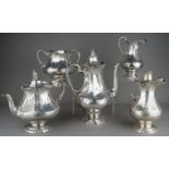 An early Victorian matched five piece tea and coffee service to include teapot, coffee jug, sugar