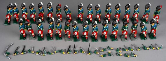 Vintage Britains or similar a collection of 32 white metal Scottish Black Watch model soldiers